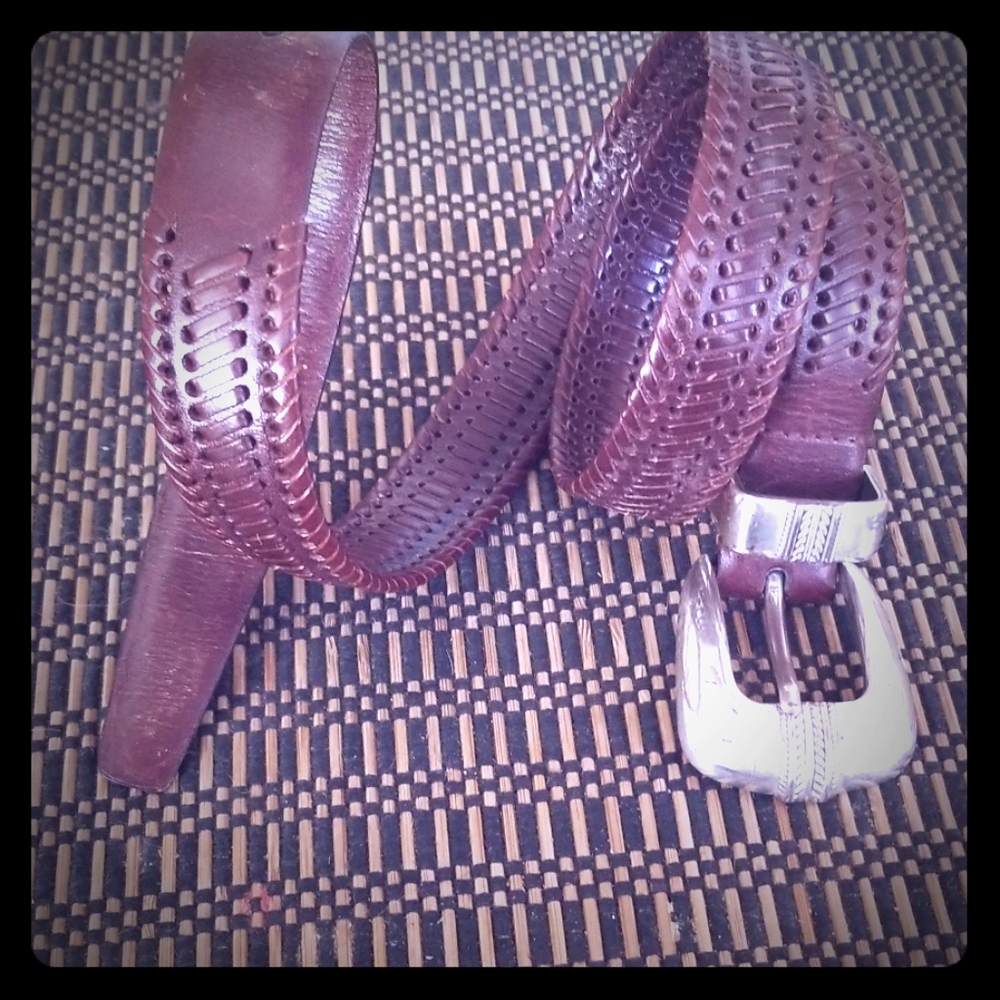Dark brown braided leather belt